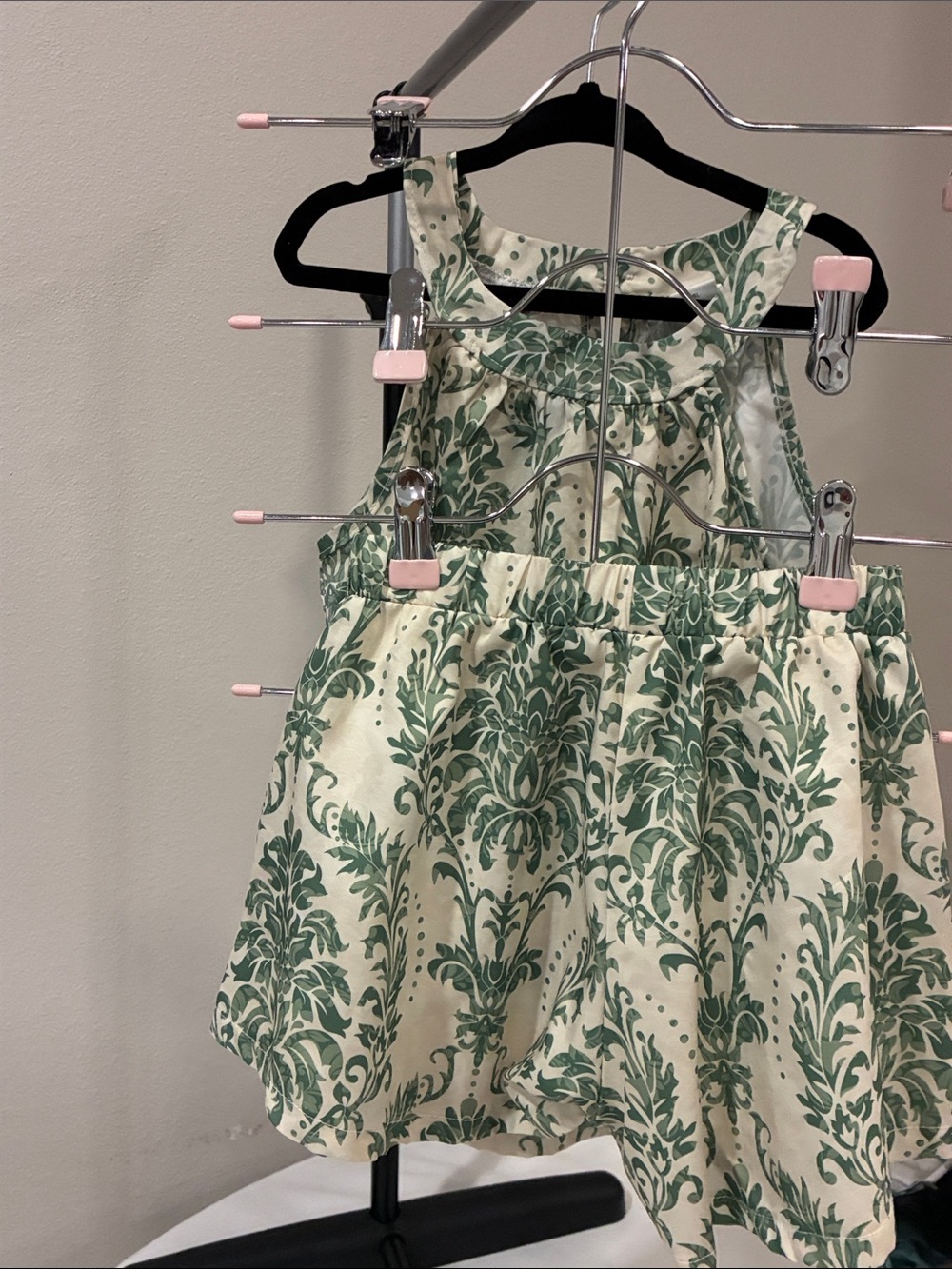 Girls Green Floral Print Summer Dress
